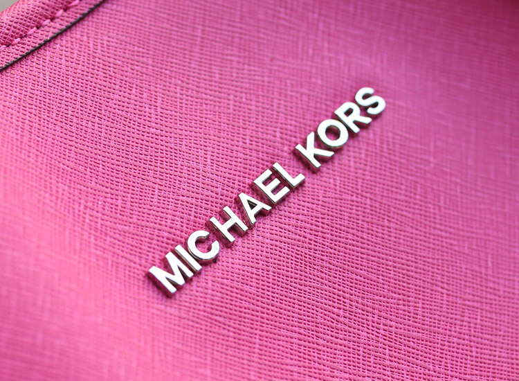 michael kors新款购物袋 MK原版十字纹牛皮女士购物袋单肩包玫红