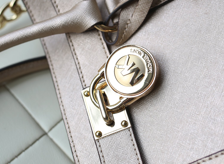 MK原版皮包包 2014新款 Hamilton 金色 中号锁头包