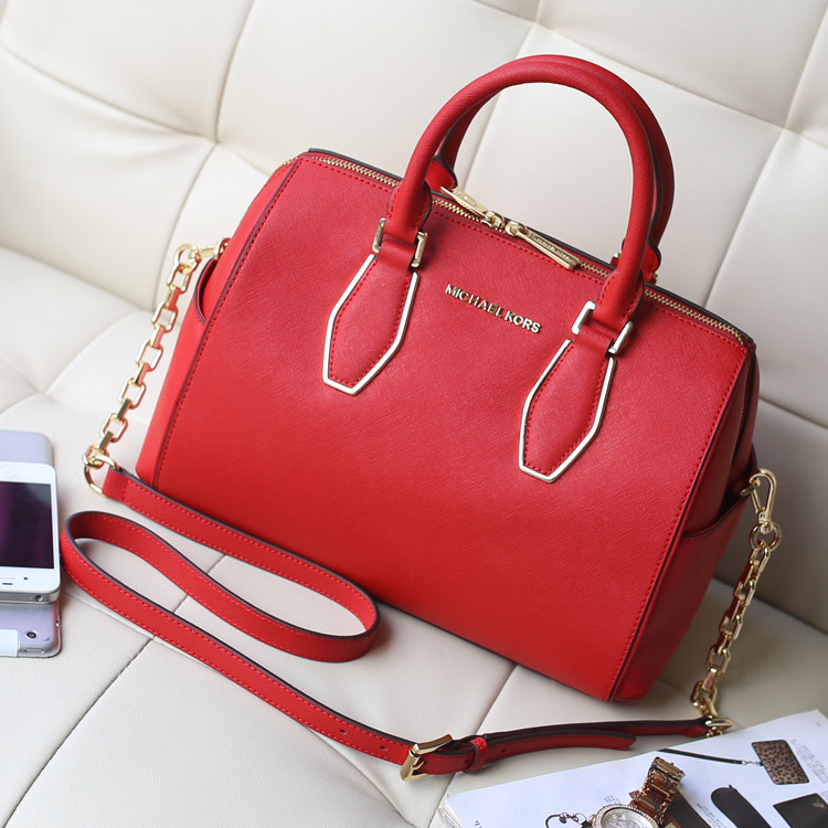 广州包包批发 MK贝壳包枕头包 原版皮 大红色 手提包时尚女包