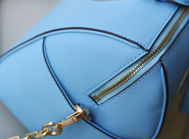 时尚欧美女包 MK2014新款链条包大号枕头包原版牛皮 浅蓝