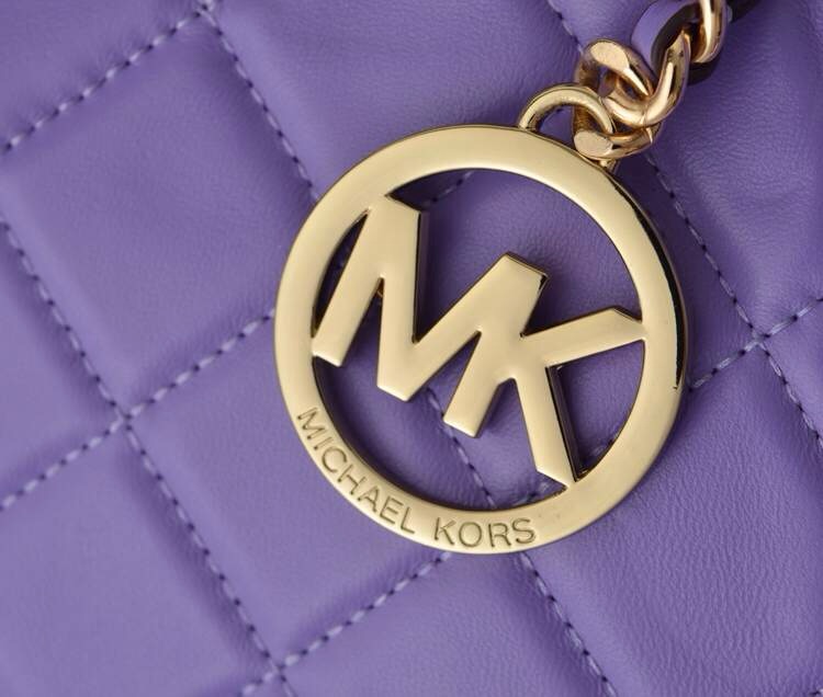 厂家直销 MK进口羊皮菱格链条包 手提包单肩包真皮女包紫色 