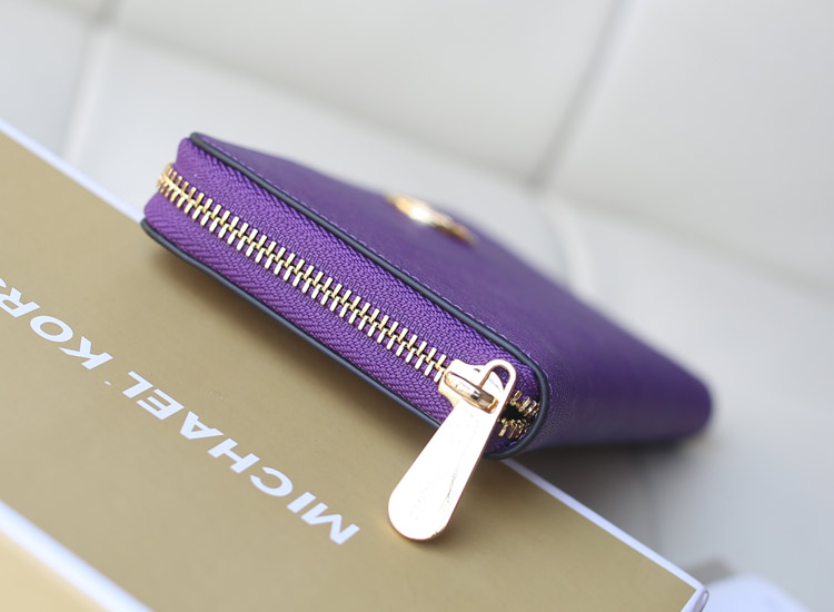 时尚欧美钱包 MK原版牛皮钱夹镶钻款 紫色 长款女钱包手包