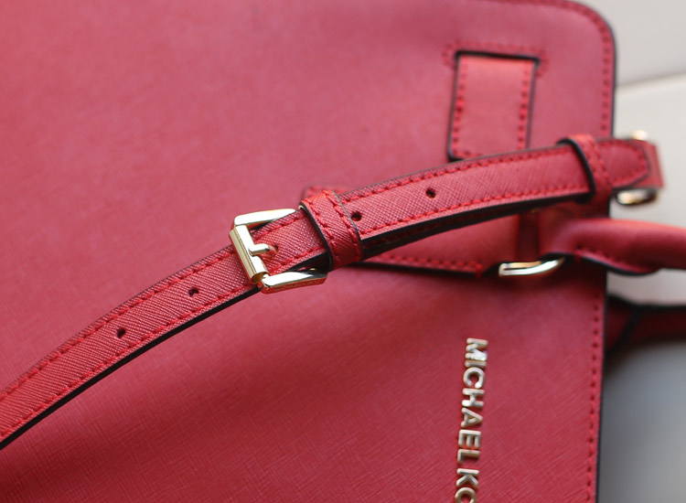 一件代发 MK原版牛皮十字纹女包 2015官网同步新款手提单肩包 红色