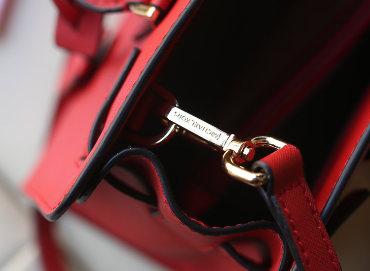 一件代发 MK原版牛皮十字纹女包 2015官网同步新款手提单肩包 红色